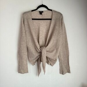 Philosophy Dane Lewis Cashmere Tie Front Cardigan Waterfal Bell Sleeve Sweater L